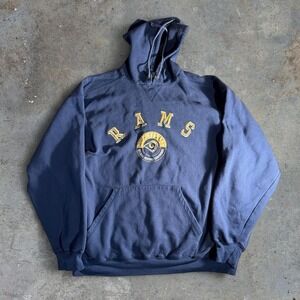 Vintage Lee Sport St. Louis Rams NFL Embroidered Hoodie Blue Pullover Football